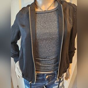 Divided lightweight black bomber jacket Size 4 (S)